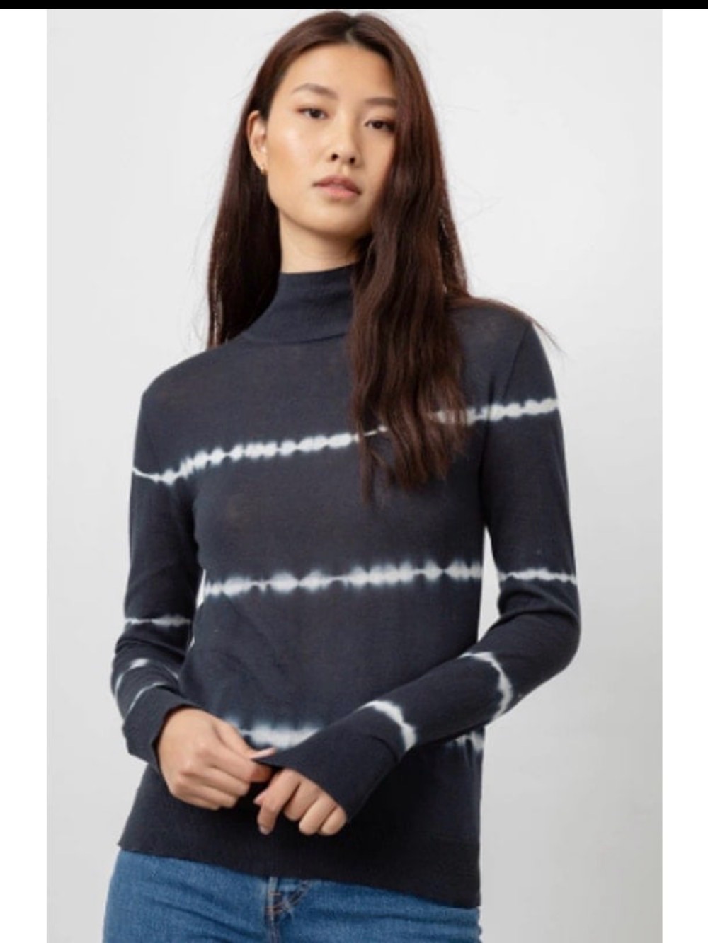Rails Women's Navy Tie-Dye Mock Neck Sweater